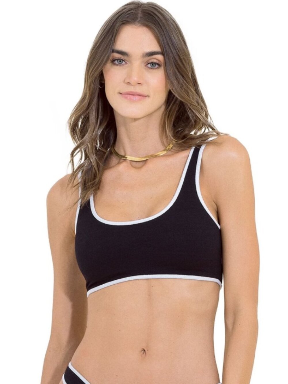 Black Tulip Kiss Sporty Bralette Bikini Top - Women's